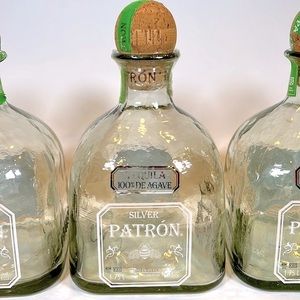Patron Bottle w Cork Large Size 1.75 L Silver Patron Tequila Empty Glass Bottle
